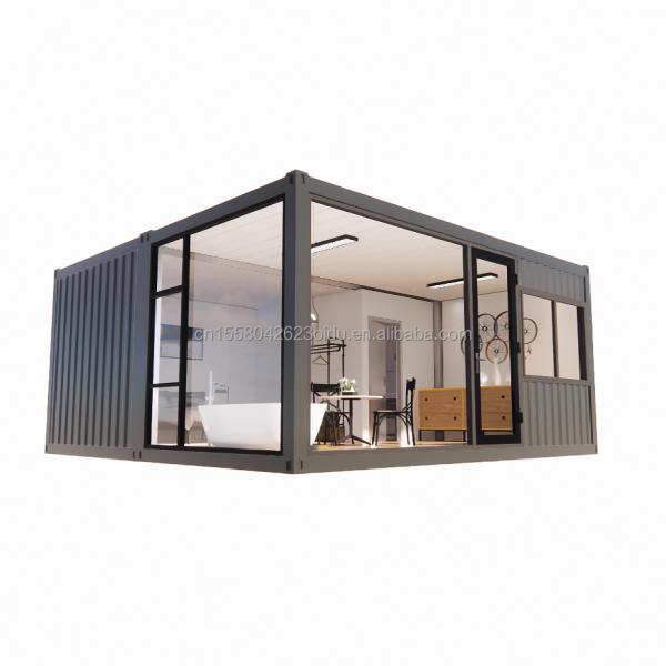 Affordable 20ft or 40ft Portable Light Steel Flat Roof Container Prefab Studio Home House with Customized Color
