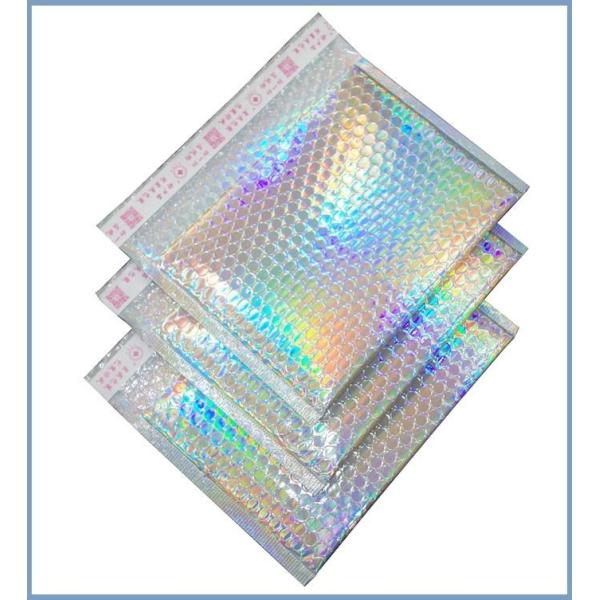 Reusable Metallic Matte Glossy Holographic Zip lockk Bags, Reclosable Cosmetic Packing Bubble Pouch Slider Zipper