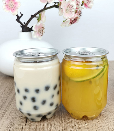 Buy 250ml Flower Bottom Plastic Beverage Cans with Easy Pull Cover at wholesale prices