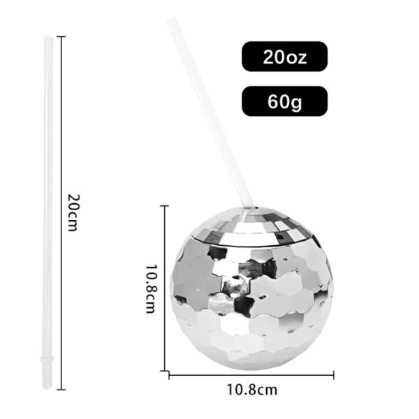 American Style 600ml Unique Disco Ball Cups Electroplated Flash Spherical Double Wall Plastic Cups