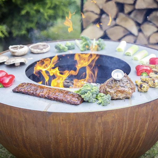 Durable Outdoor Kitchen Barbecue Grills Corten Steel Barbeque Fire Pit Grill