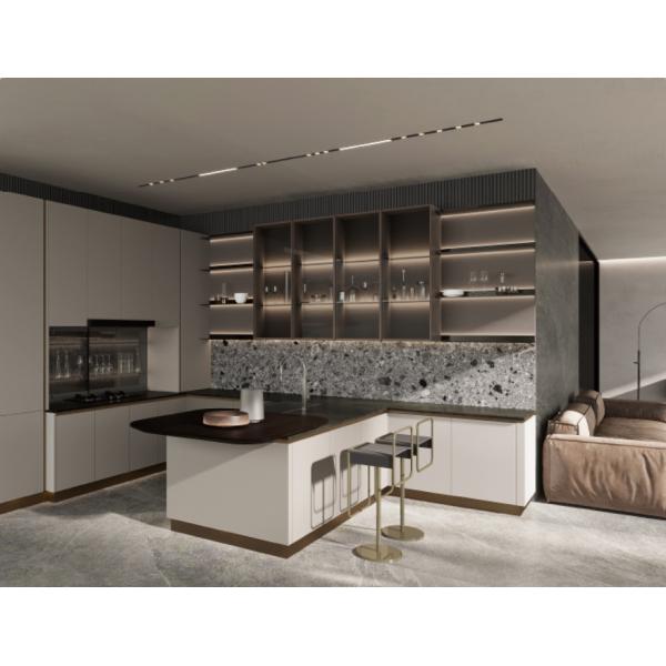 Buy Luxurious Plywood Modern Modular Kitchen Cabinets PET Door Panel at wholesale prices