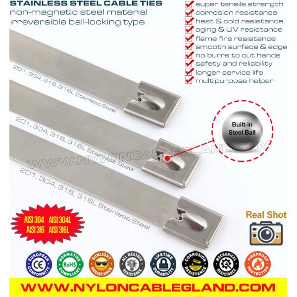 SCT Series 316L, 316, 304 Stainless Steel Wire Cable Tie Metal Zip Tie Wrap with Ball-locking Mechanism 100-1000mm x 7.9mm