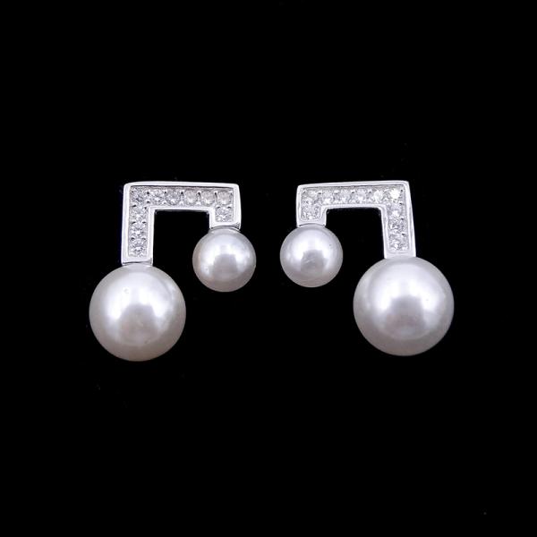 Rabbit Shaped 925 Silver Pearl Earrings With Natural Pearl And Zircon