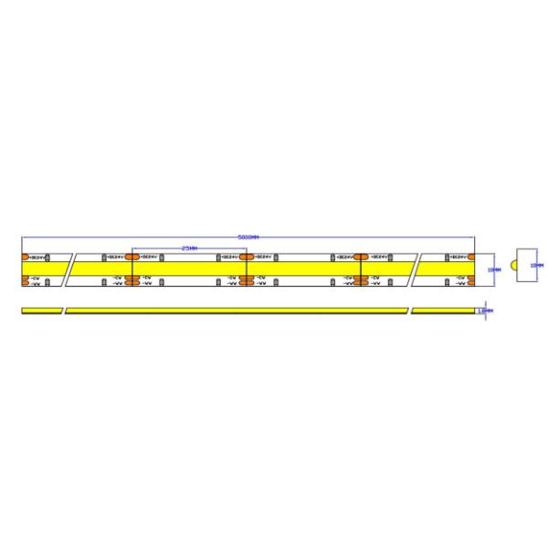 640led/M COB CCT Led Strip Light 3000K To 6500K Color Temperature DC24V IP20/IP65