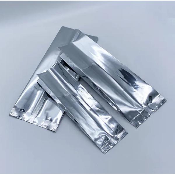 Glossy Silver Aluminum Foil Laminated Heat Seal Back Sealing Side Gusset Food Packaging Pouch Vacuum Food Tea Coffee Bean Bags