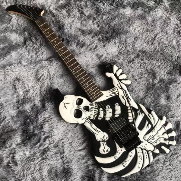 Buy Top Quality 6 Strings Bones Black Skull Electric Guitar at wholesale prices