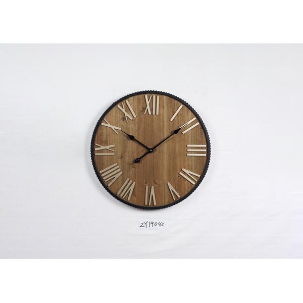 Circular Wrought Iron Wood Vintage Retro Wall Clock
