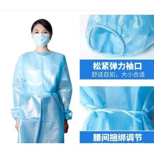 Blue Gown Disposable Non Woven PP PE Hooded Disposable Protective Gown