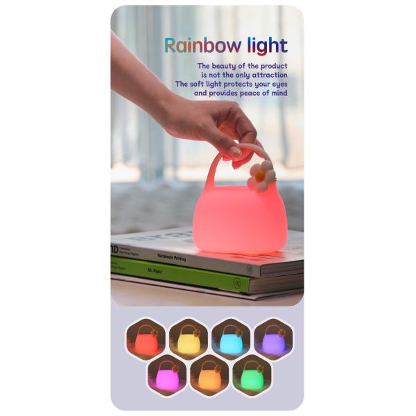 DIY Creative Gift Handbag Silicone Clapping Lamp With Time Bedside Decoration Atmosphere Sleeping Night Light