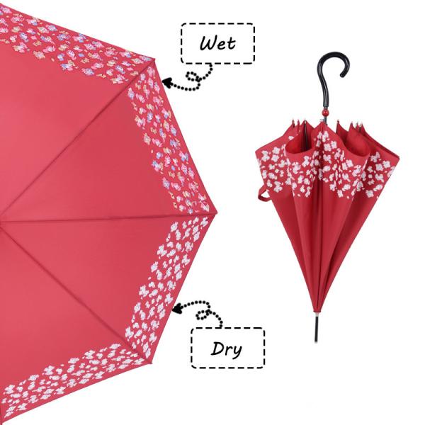 Buy Semi Automatic J Shape Straight Handle Umbrella Pongee Panel at wholesale prices