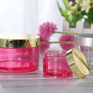 Round Shape PS PET ABS 50ml Face Cream Jar With Mirror Gold Lid