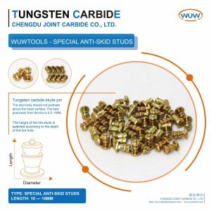 Customized Tungsten Carbide Snow Tire Studs with 5.7-15 MM Overall Length and 6