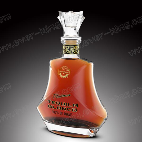 750ML New Design Tequila Glass Bottle With Glass Lid