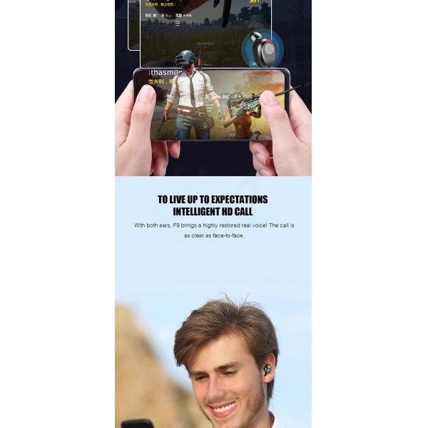 Bluetooth V5.0 Earphone Wireless 8d Surround Stereo HiFi Sound Sport Headphones Wireless Earbuds (with 2000 mAh Power Charging Case, For iPhone Xiaomi)