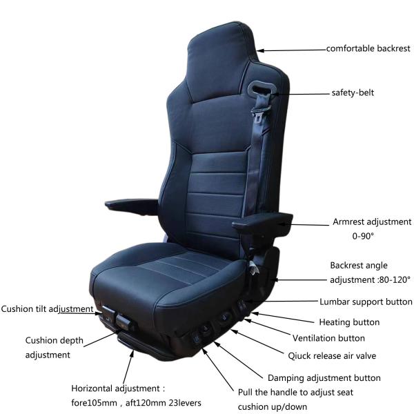 Ventilation Heating Truck Driver Seat Air Ride Seats For Pickup Trucks