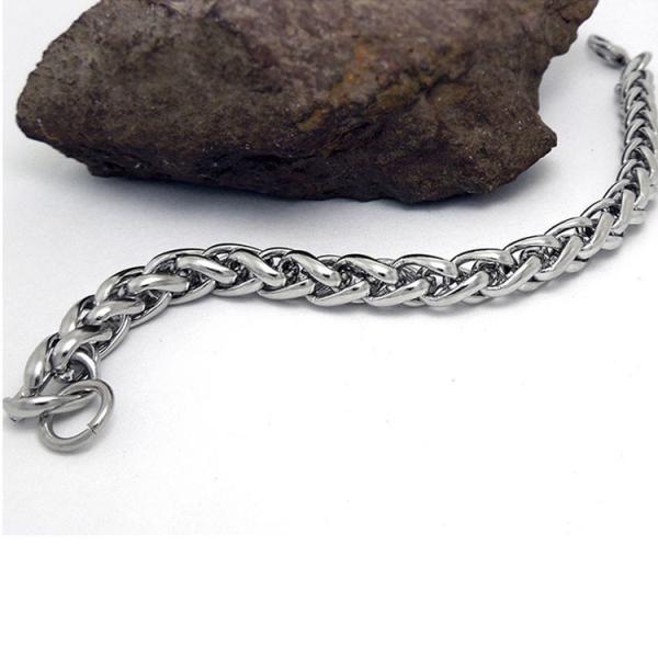 Silver Plated Titanium Stainless Steel Wheat Chain Bracelet (JCE394)