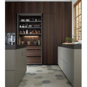 Waterproof Fireproof Advantage in Modern Style Veneer Wood Kitchen Cabinet and