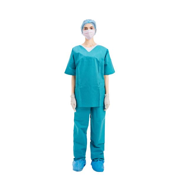 Food Industry Disposable Scrub Suits , 45gsm disposable hospital scrubs