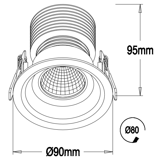 10W 780LM Bridgelux chip of LED downlight with UL price Meanwell driver warranty 5 years