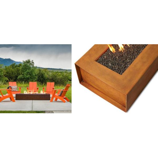 Gas Propane Heating Corten Steel Fire Pit 1200 X 600 X 320mm Courtyard Decoration