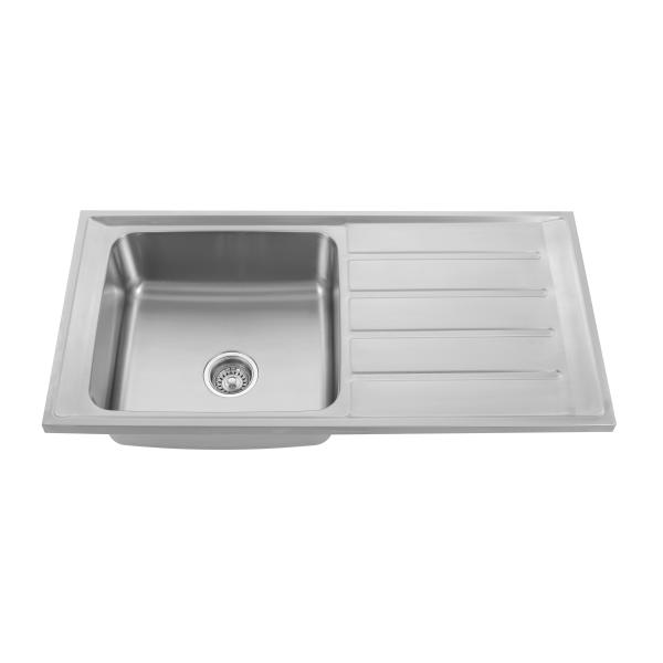 Buy 10050R Square Bowl Kitchen Sink With Drainboard 100x50cm at wholesale prices