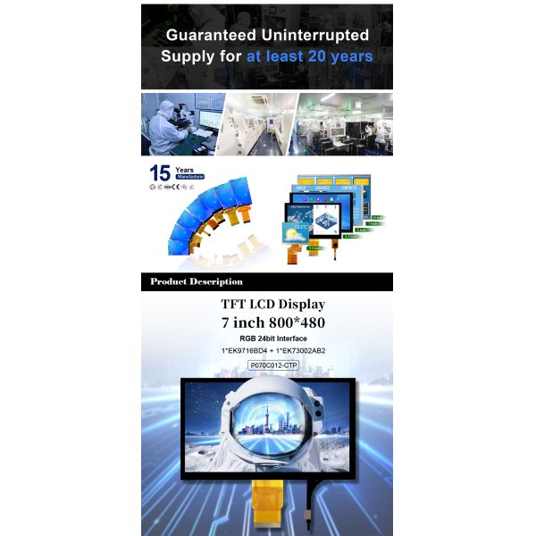 Polcd 7 inch Capacitive PCAP Touch Panel 800x480 Resolution RGB interface TFT LCD Display