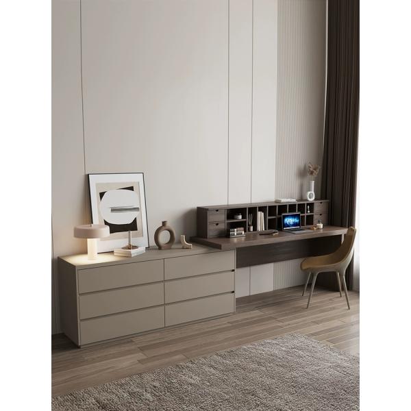 Sleek bedroom set with synthetic leather upholstery option