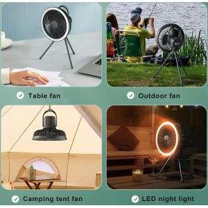 Rechargeable Portable Camping Fan 7800mAh Battery Tripod Stand Fan With Led