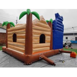 Safe And Durable Palm Tree Bouncy Castle Pirate Jungle Bounce House With Slide