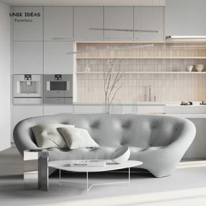 3 Seat Modern Living Room Sectional Sofa Set Moon Shape Fabric With Cuddler