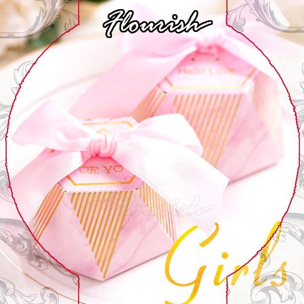 Baby Girls Shower Birthday Pink Art Paper Bowknot Type Candy Gift Boxes