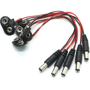 9V Battery Snap Clip Connector To DC Male 5.5x2.1mm Barrel Jack Power Cable for