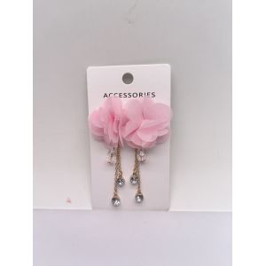 China Pink Flower Earring with Dimond Pendant for Kids on sale