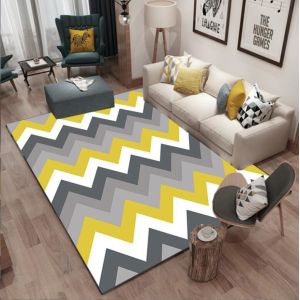 Simple North European Geometric Polyester Fiber Floor Carpets For Living Room