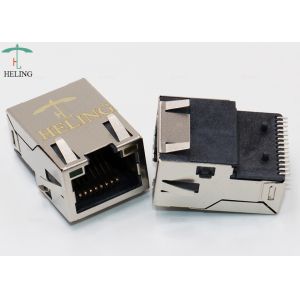 Side Entry Offset Overhangs PCB Magnetic RJ45 Jack With EMI Finger