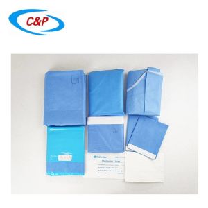 Blue Sterile Ophthalmology Surgical Eye Drapes Kit Pack Custom