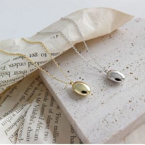 925 Sterling Silver Gold Plated Bead Charm Pendant Chain Necklace