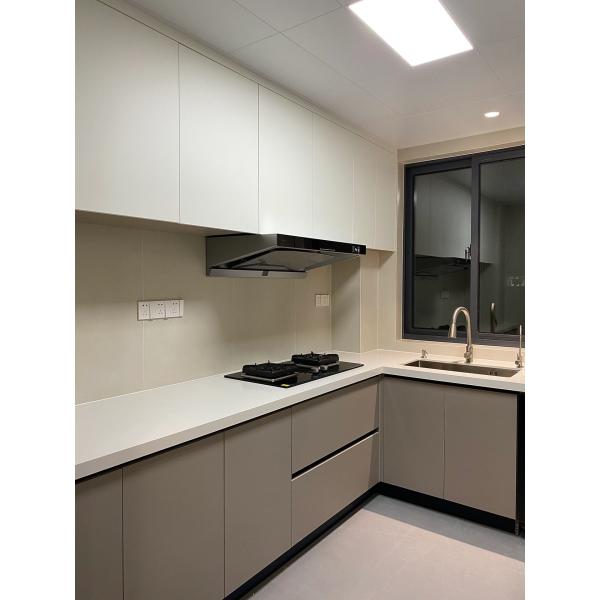 Buy Modern High Gloss Kitchen Cabinets Featuring Elegant Stainless Steel Hardware at wholesale prices