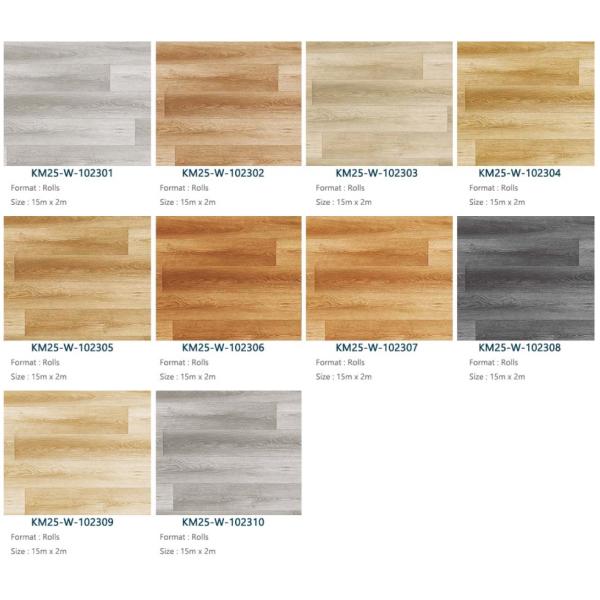 Oak Wood Look Vinyl Flooring Roll 1.8m-2m Width Heterogeneous Sheet Flooring