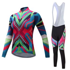 Female Jersey Long Sleeve Cycling Suit Cycling Clothing Suits Colorful