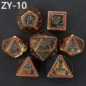 Electroplated Vintage Colored Octopus Metal Dnd Dice Set Dragon and Dragon