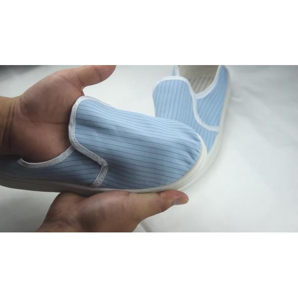 Cleanroom stripe blue canvas PVC sole anti slip shoe esd antistatic shoes for