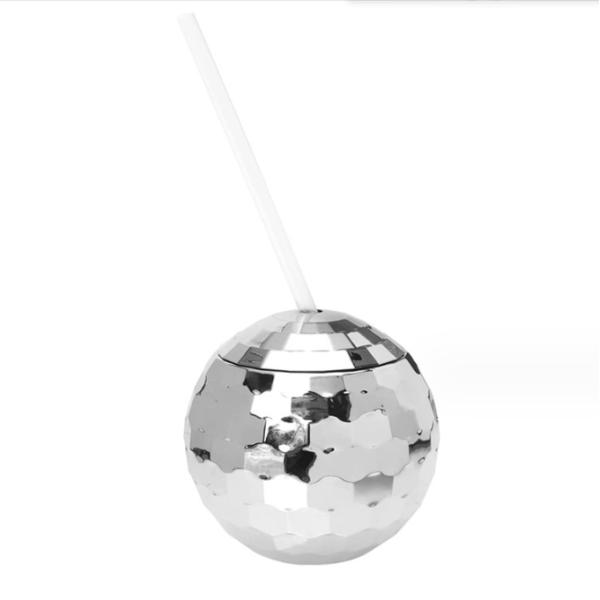 American Style 600ml Unique Disco Ball Cups Electroplated Flash Spherical Double Wall Plastic Cups
