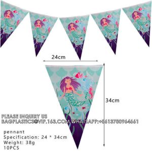 Party Supplies Set Mermaid Series Tableware Banner Mask Decoration Cake Topper
