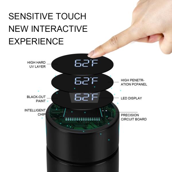 500ML Fahrenheit Smart SS304 Stainless Steel Double Insulated Vacuum Thermo Water Bottle With LED Temperature Display