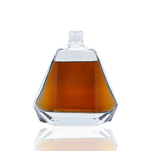 Transparent Custom Size Accepted 500ml 700ml 750ml Liquor Glass Bottle With Cork