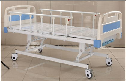 Integrated Manual ABS Adjustable Hospital Bed ICU Cot With IV Pole