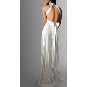 Quality Pure White Backless Evening Dresses for sale