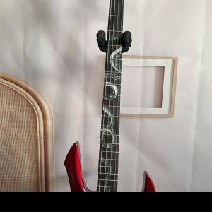 Custom Special Irregular Body Shape Transparent Red Electric Bass Guitar 4